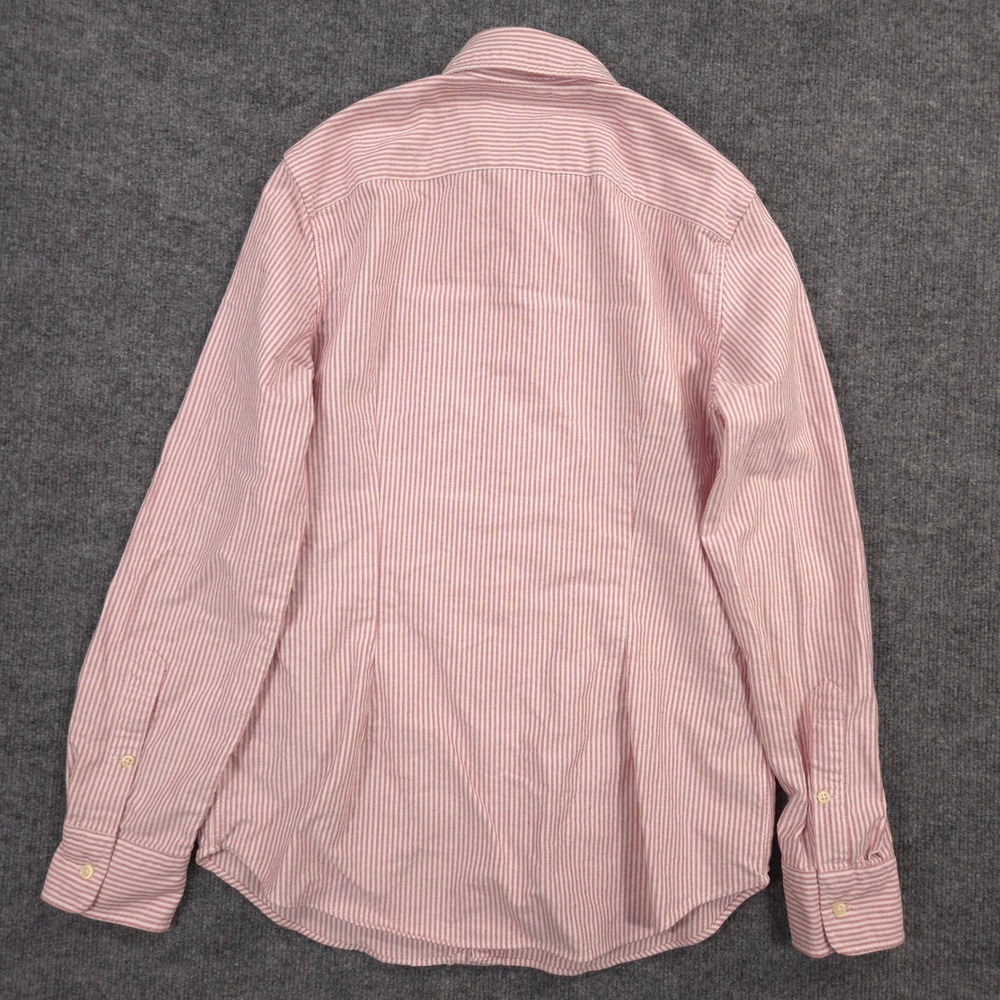 Ralph Lauren Oxford Shirt Mens M Burgundy White Striped Flesh Pony Custom Fit - Picture 3 of 8